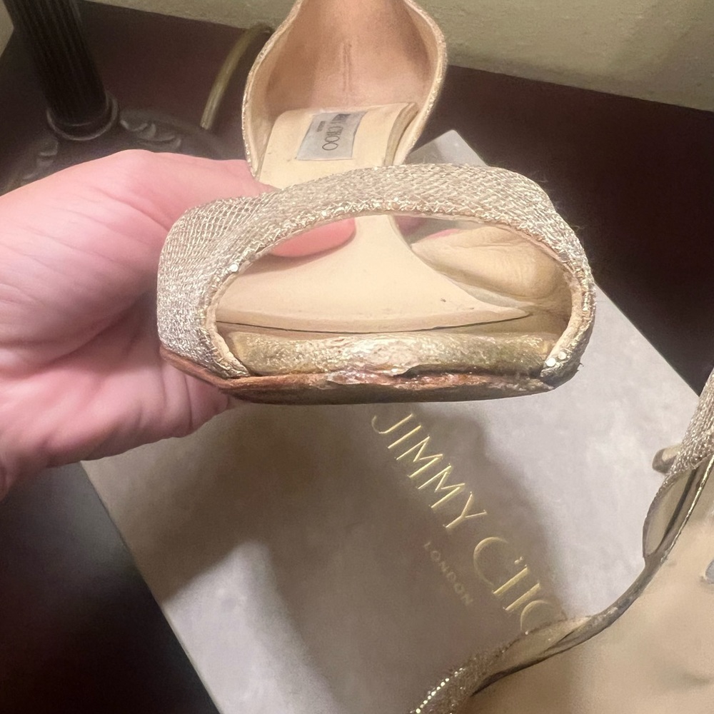 Jimmy Choo Gold Heels with box - Picture 10 of 12